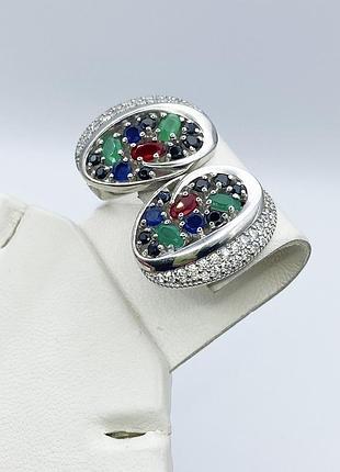Сережки серебряные с фианитом "вереск" 8,12 г