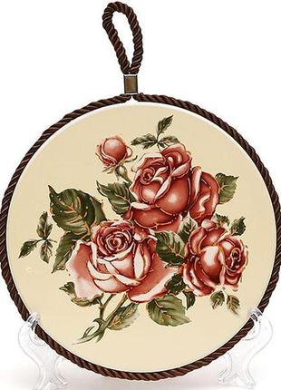 Підставка під гарячий посуд cream rose "корейська роза" ø16см 7trav1 фото