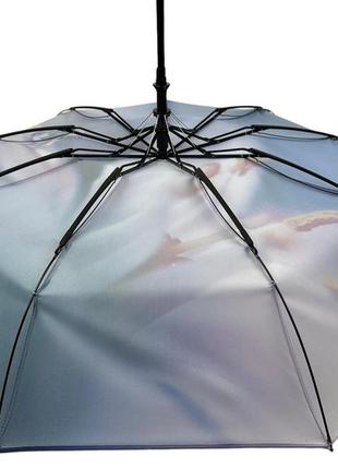 Жіноча парасолька напівавтомат на 9 спиць з квітковим принтом від frei regen, синя ручка, 09085-26 фото