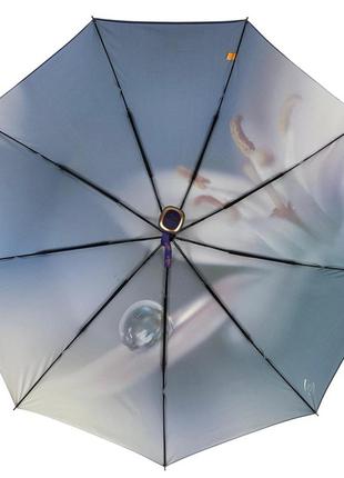 Жіноча парасолька напівавтомат на 9 спиць з квітковим принтом від frei regen, синя ручка, 09085-24 фото
