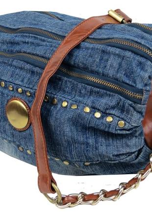 Уценка! цилиндрическая женская джинсовая сумка daymart fashion jeans bag синяя