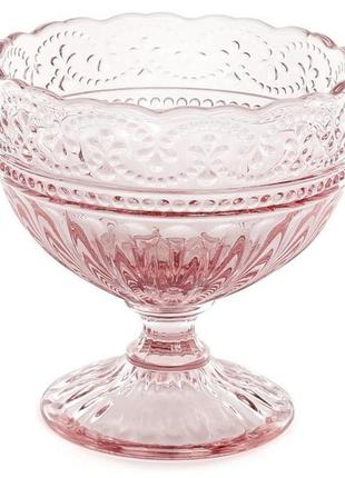 Набір 6 скляних креманок siena toscana 325мл 7trav , рожеве скло1 фото