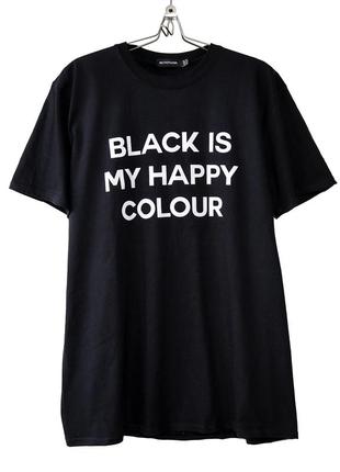 Стильная черная хлопковая футболка с надписью р.181 фото