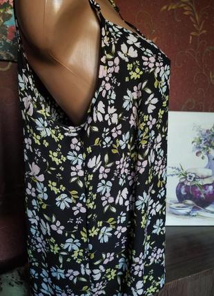Чорна блуза на бретелях з квітковим принтом від primark4 фото