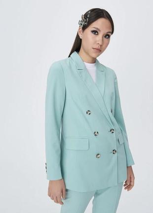 Двубортный пиджак жакет цвет тиффани sinsay