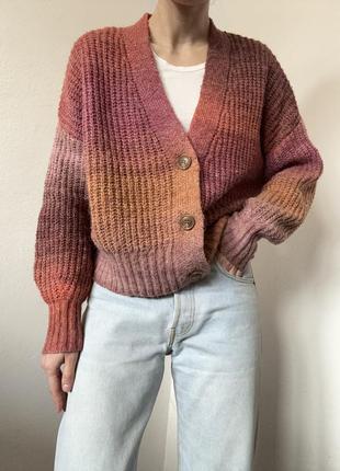 Кардиган з градацією светр з гудзиками кофта джемпер пуловер реглан лонгслів лонг
