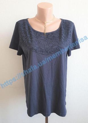 Бавовняна блузка-футболка з мереживом esmara1 фото