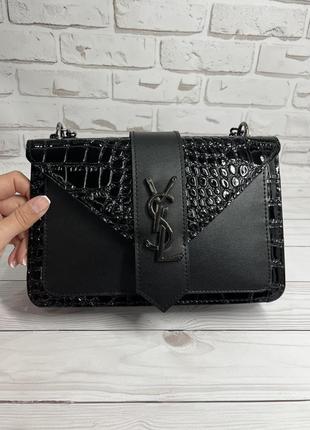 Черная стильная женская сумочка в стиле ysl4 фото