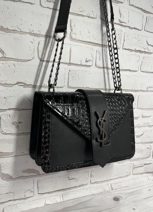 Черная стильная женская сумочка в стиле ysl