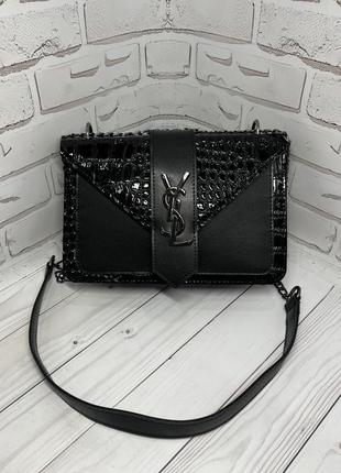 Черная стильная женская сумочка в стиле ysl7 фото