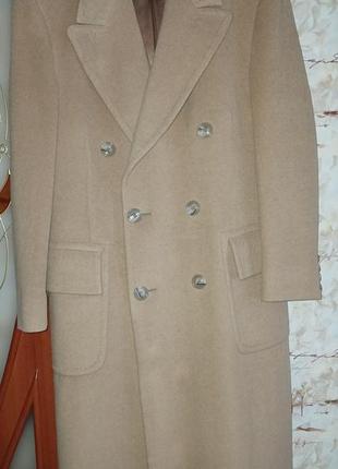 Пальто мужское шерсть бежевое базовое стильное5 фото