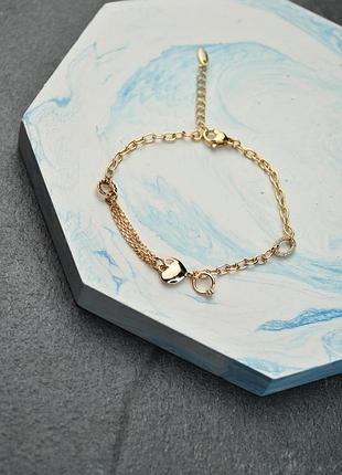 Браслет комбинированный со вставками медицинская сталь позолота