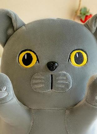 М'яка іграшка обіймашка антистрес британський кіт батон 70 см my kigu сірий3 фото