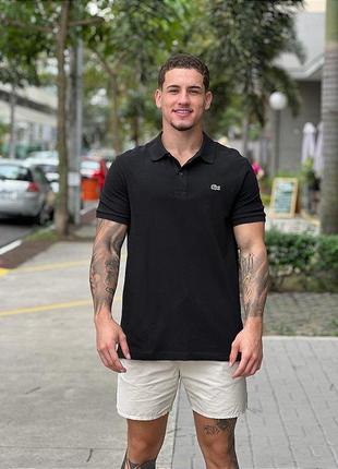Мужская футболка поло черного цвета lacoste🐊1 фото