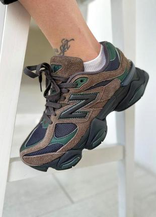 Трендовые женские и мужские кроссовки new balance 9060 beef & broccoli коричневые