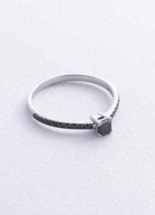 Помолвочное кольцо с черными бриллиантами 
(белое золото) 2375111223 фото