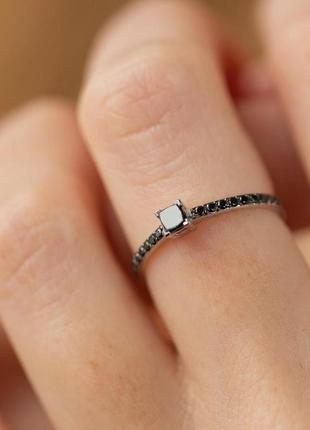Помолвочное кольцо с черными бриллиантами 
(белое золото) 2375111222 фото