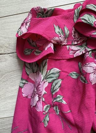 Блуза с длинным рукавом открытыми плечами с рюшами в цветочный принт h&m9 фото