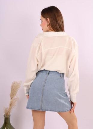 Актуальная джинсовая юбка голубая летняя юбка мини светлая юбка из коттона короткая юбка из джинса юбка на лето2 фото