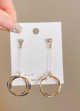 Серьги шарики подвески длинные в золотые стильные