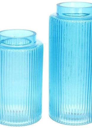 Ваза декоративна ancient glass "прозора лазур" 20х12см 7trav , яскраво-блакитне скло2 фото