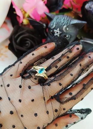 Кольцо серебряное с голубым кристалликом 925 проба