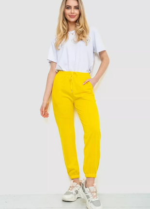Спорт штаны женские однотонные, цвет желтый, 129rh021