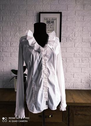 Блуза сорочка бренд love moschino  😘 италия белая,рюши,36,s