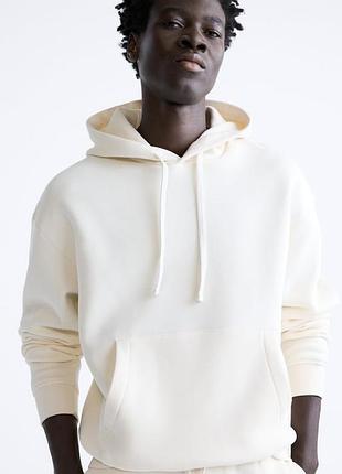 Худи кофта толстовка бежевая s m zara 4532/360
