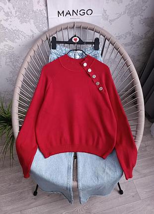 Джемпер красный вискоза с пуговицами
