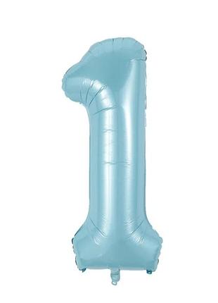 Цифра фольгирована 1 голубая 30" 76см