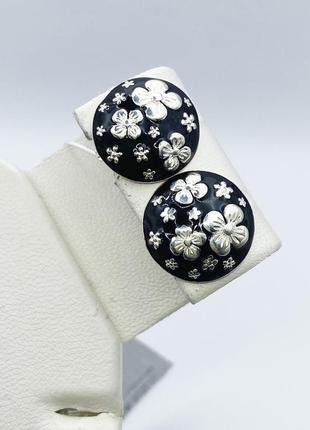 Сережки серебряные с ювелирной эмалью "хельга" 4,98 г1 фото