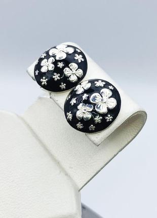 Сережки серебряные с ювелирной эмалью "хельга" 4,98 г3 фото
