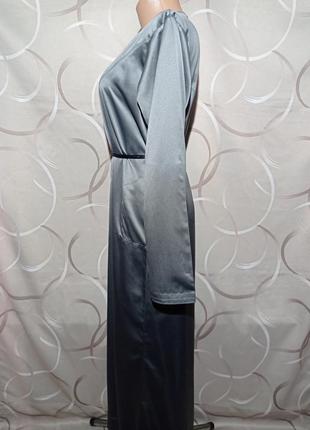 Ошатна сукня максі сірого кольору,щильний атлас5 фото