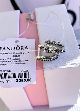 Сережки пандора срібло 925 сережки pandora хупи «u-форми» сережки кільця конго оригінальні сережки пандора нові бірка пломба8 фото