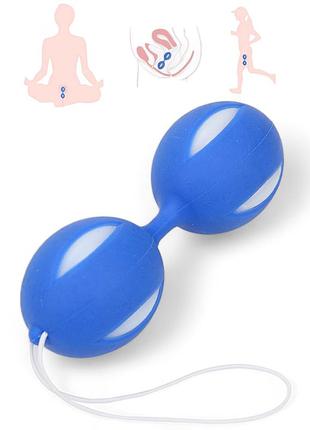 Вагинальные шарики кегеля без вибрации двойные шарики без нити силиконовые синего цвета blue vaginal ball
