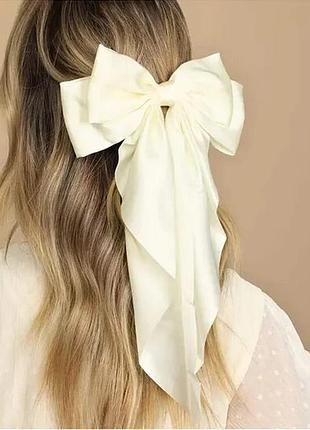 Бант бантик заколка шпилька сатин білий стильна модна нова