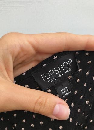 Блуза на зав‘язках topshop чорна в горошок віскозна з довгим рукавом10 фото