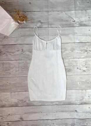 Платье короткое облегающее по фигуре рамушка бретели открытая спина завязки