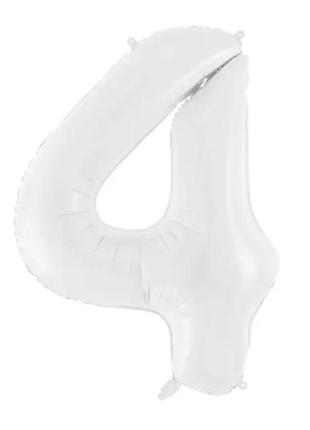 Цифра фольгированная 4 белая плёнка 40" 100см