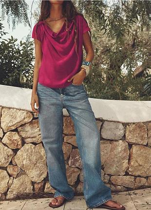 Джинсы zara/trf high-rise wide-leg jeans/6045/022