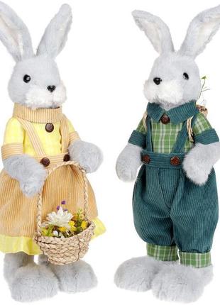 Фігура декоративна "кролик у підтяжках" 20х16х59см daymart   пінопласт2 фото