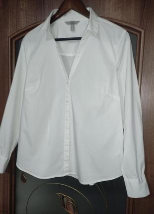 Белоснежная базовая коттоновая рубашка / блузка h&amp;m (хлопок)8 фото