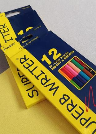 Цветные двухсторонние карандаши, 12 шт. - 24 цвета, marco superb