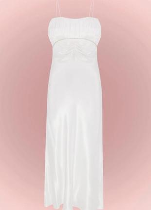Total white сукня українського бренду в білизняному стилі, сліп-дрес міді, весільна сукня, плаття для розпису, сарафан7 фото