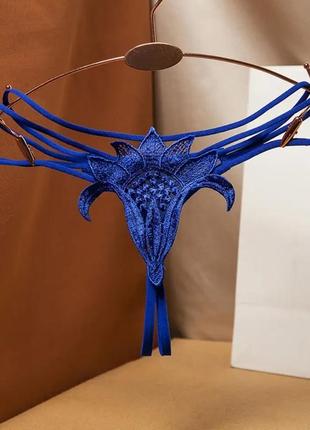 Трусики з розрізом жіночі еротичні 44 синій