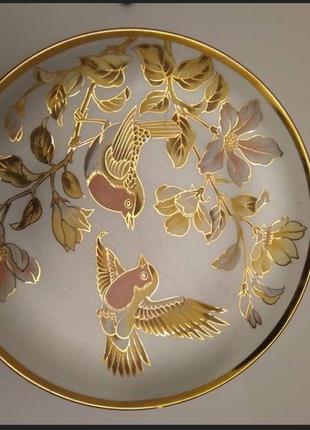 Винтажная  японская тарелка с рисунком птиц.5 фото