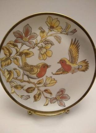 Винтажная  японская тарелка с рисунком птиц.3 фото