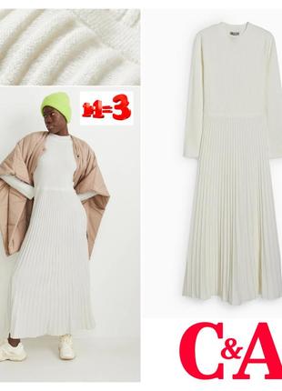 ♥️1+1=3♥️ c&a длинное трикотажное платье плиссе