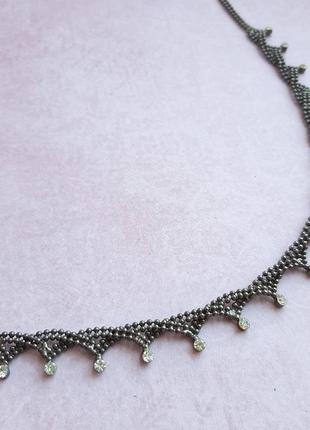 Ожерелье чокер украшен колье бижутер сереб камни сваровск страз цепоч3 фото